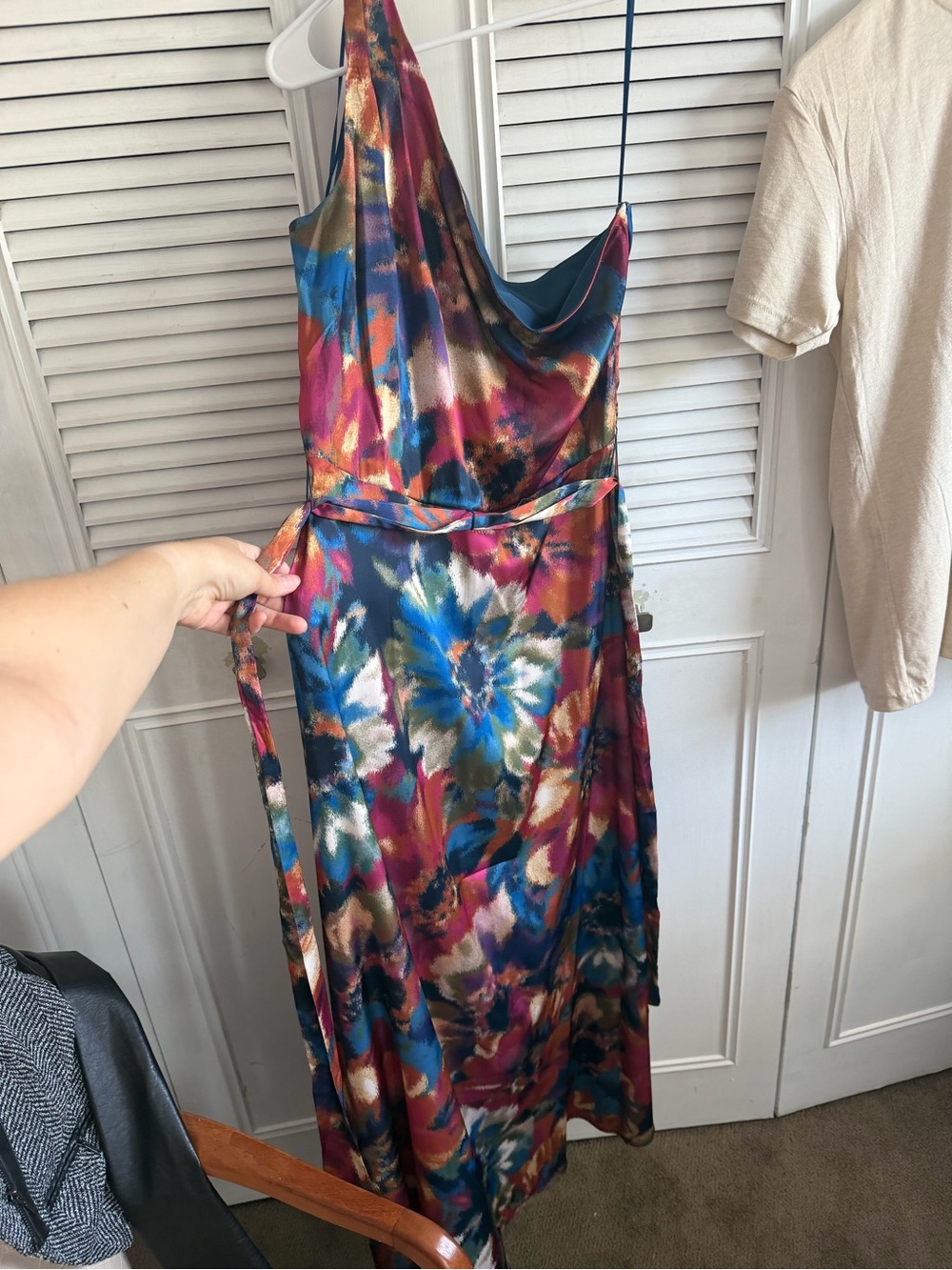 Satin Floral Multicolor Slip Dress